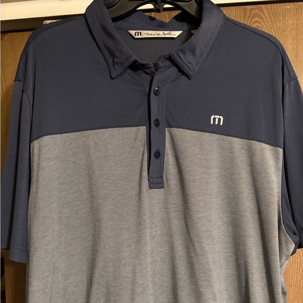 Travis Mathew Navy and Gray Polo Shirt